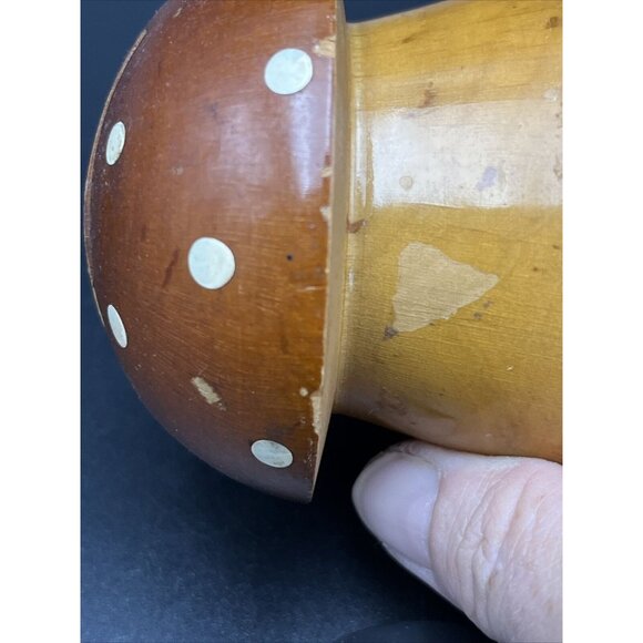 Vintage MCM Brown Wooden Toadstool Mushroom Bank Made in France - Picture 10 of 10